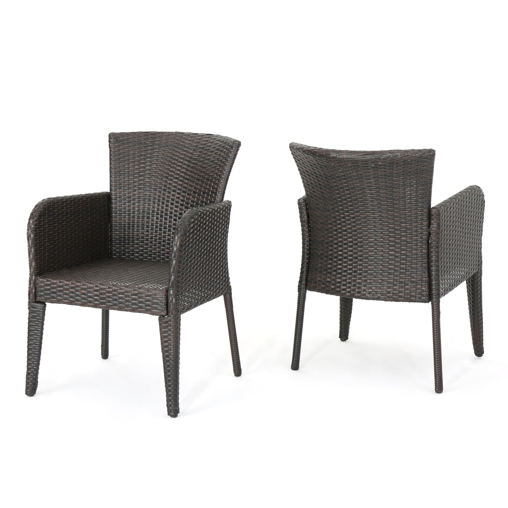 Seawall Outdoor Wicker Dining Chair (Set of 2) GDFStudio