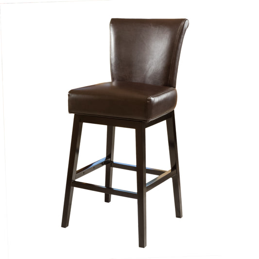 Madoc Brown Leather 31-Inch Swivel Barstool