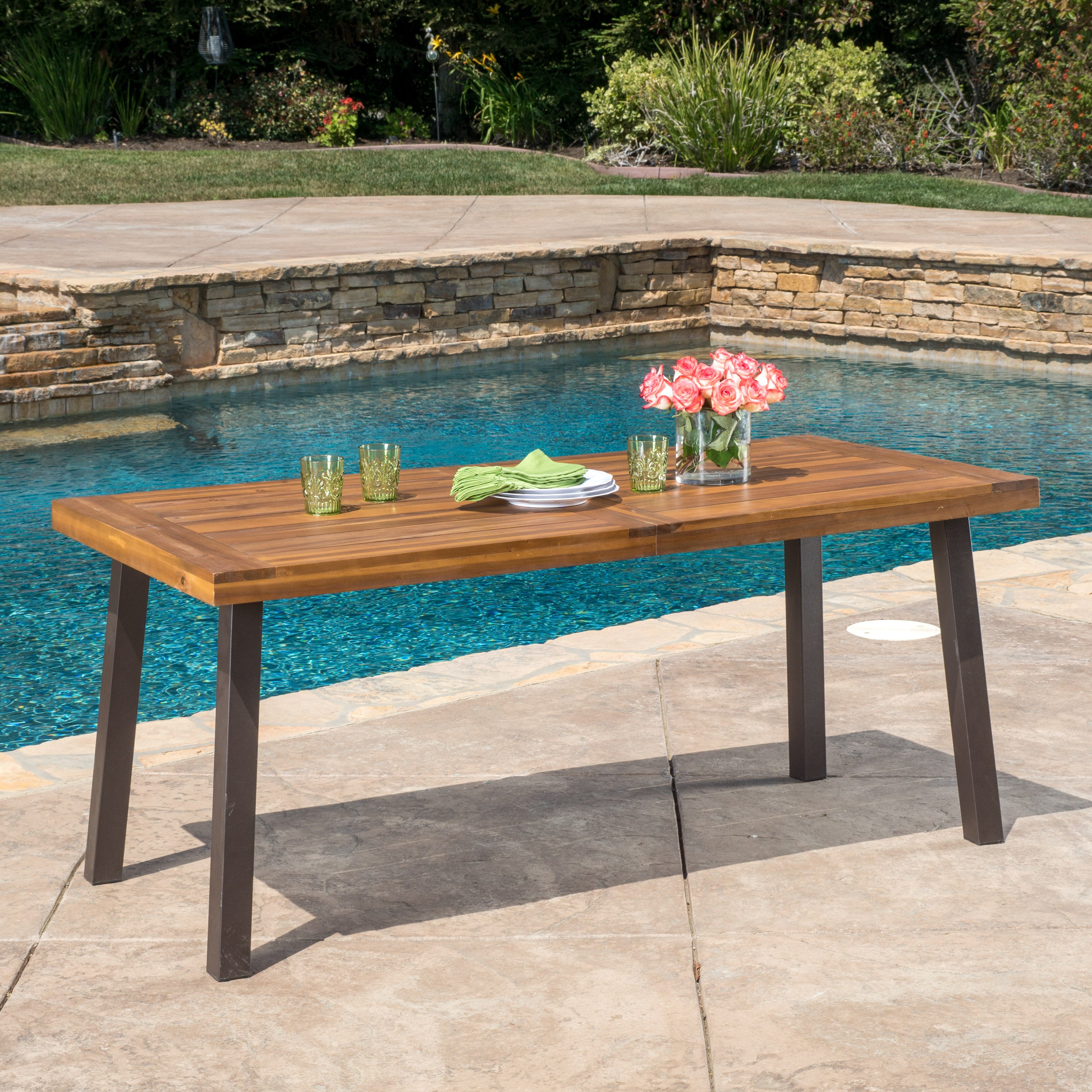 Acacia wood dining 2024 table outdoor