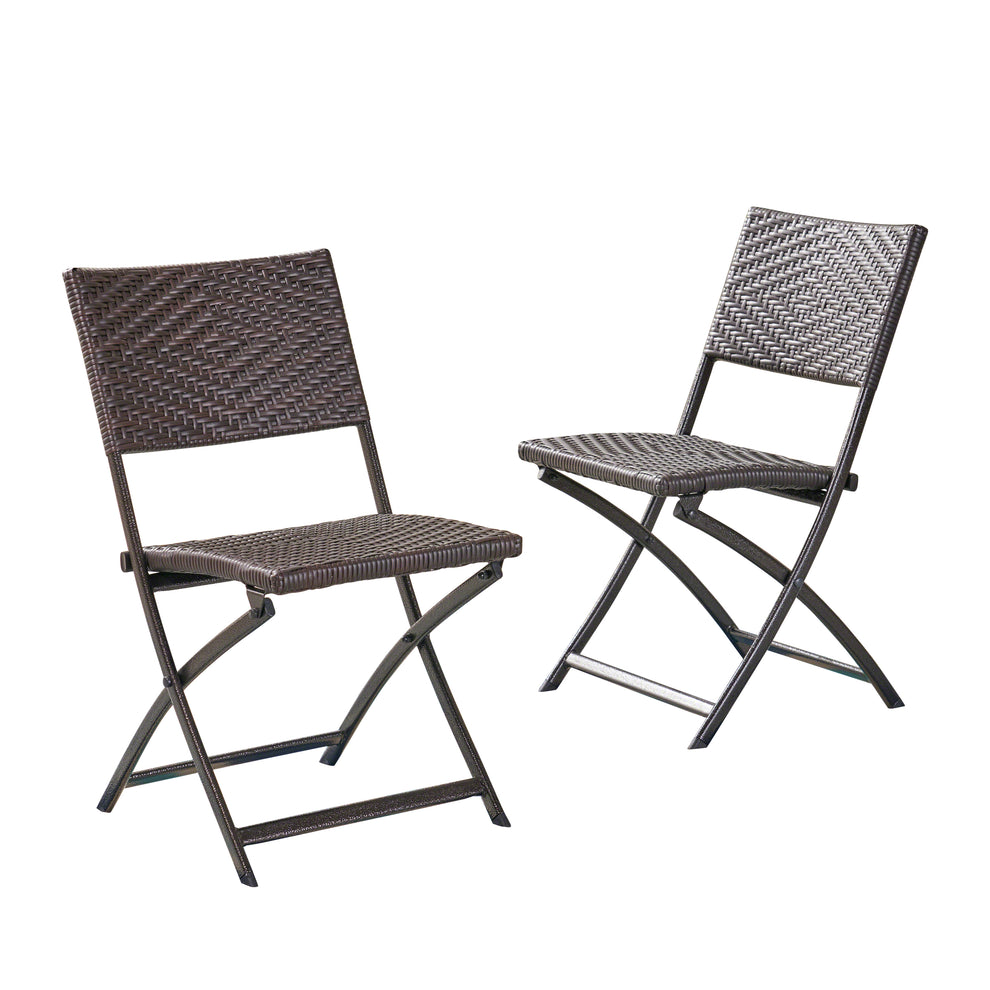 Jason Outdoor Brown Wicker Folding Chair (Set of 2) – GDFStudio