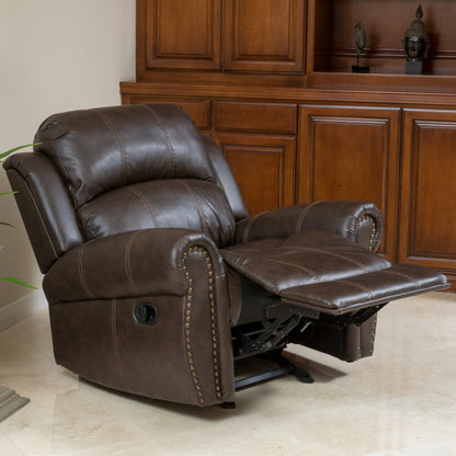 Harbor Contemporary Upholstered Faux Leather Gliding Recliner