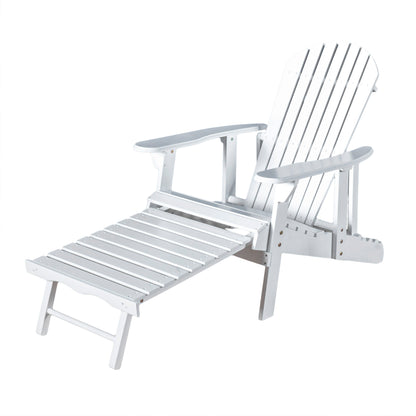 Kono Outdoor Acacia Wood Reclining Adirondack Chair with Footrest
