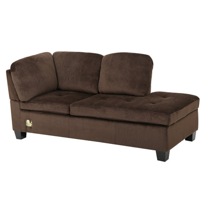 Welsh Contemporary Tufted Chocolate Brown Fabric Sectional Sofa Set