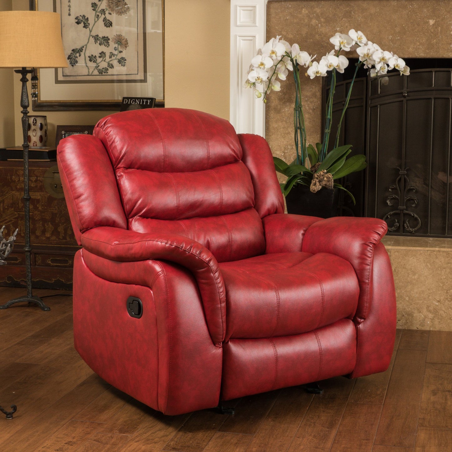 Hidal Contemporary Red Glider Recliner Chair