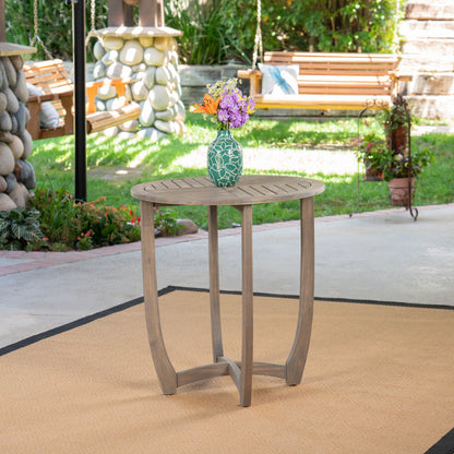 Andria Outdoor Acacia Wood Bistro Table, Gray