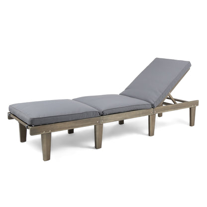 Paolo Outdoor Acacia Wood 3 Piece Chaise Lounge Set with Water-Resistant Cushions