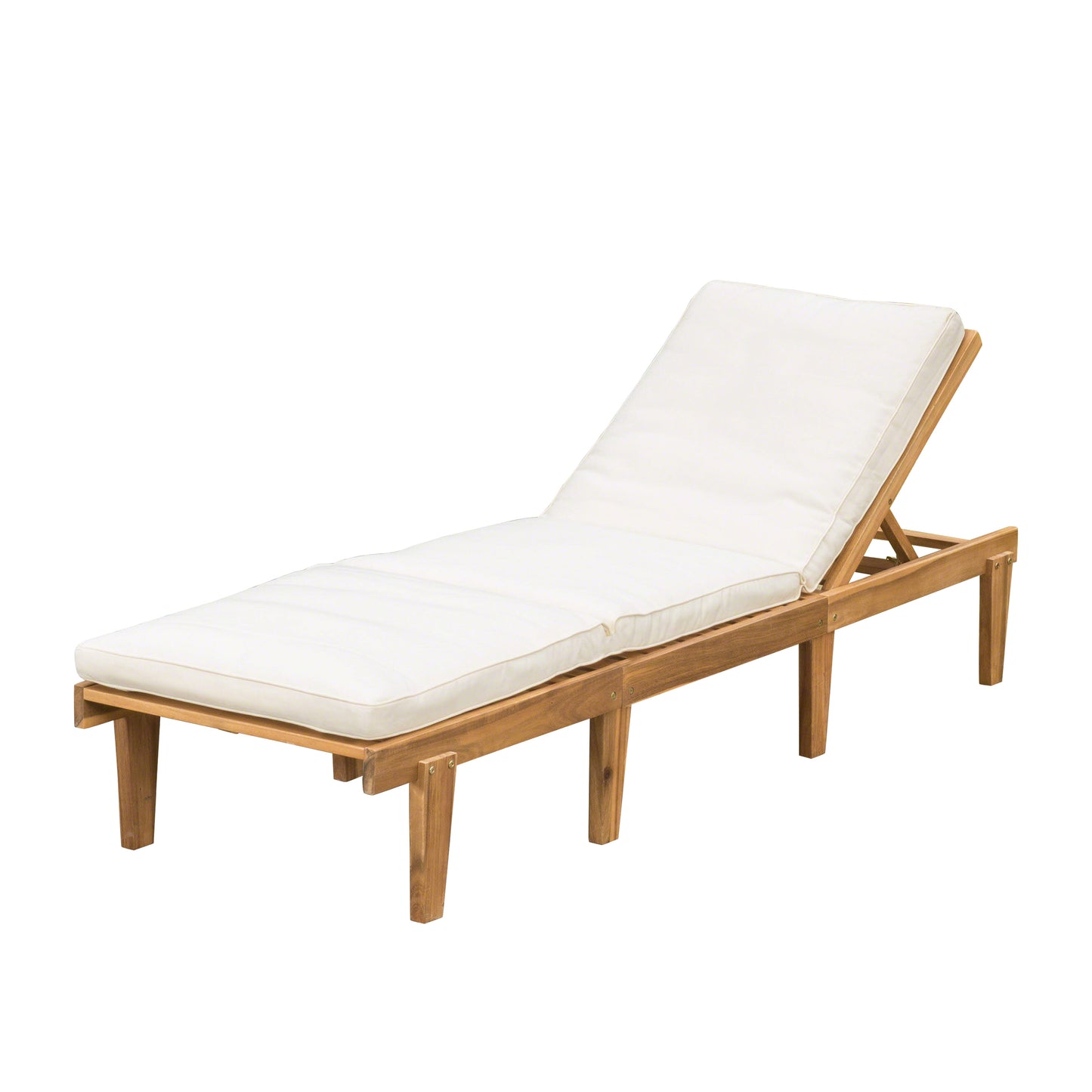 Paolo Outdoor Teak Brown Wood Chaise Lounge with Cushion