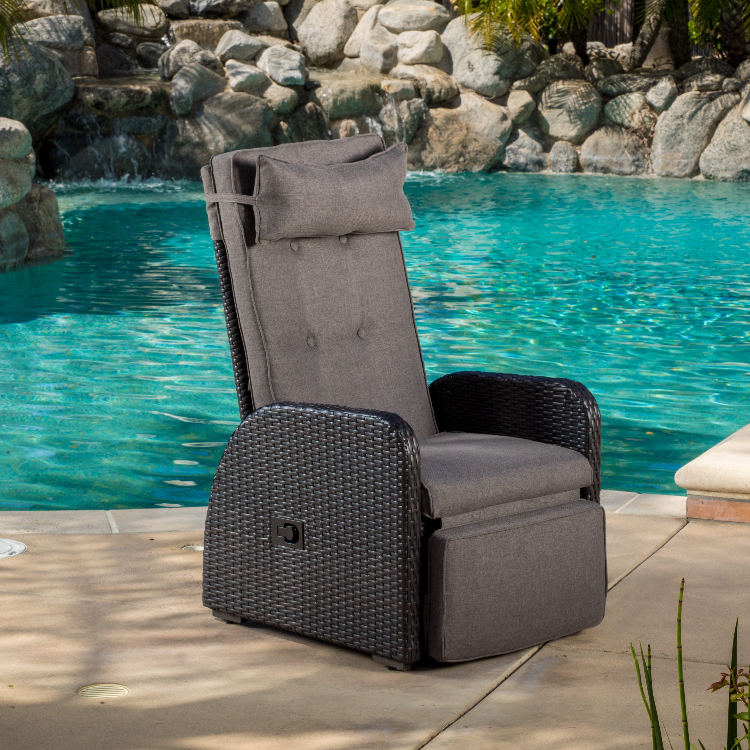 Odina Brown Outdoor Recliner with Cushion GDFStudio