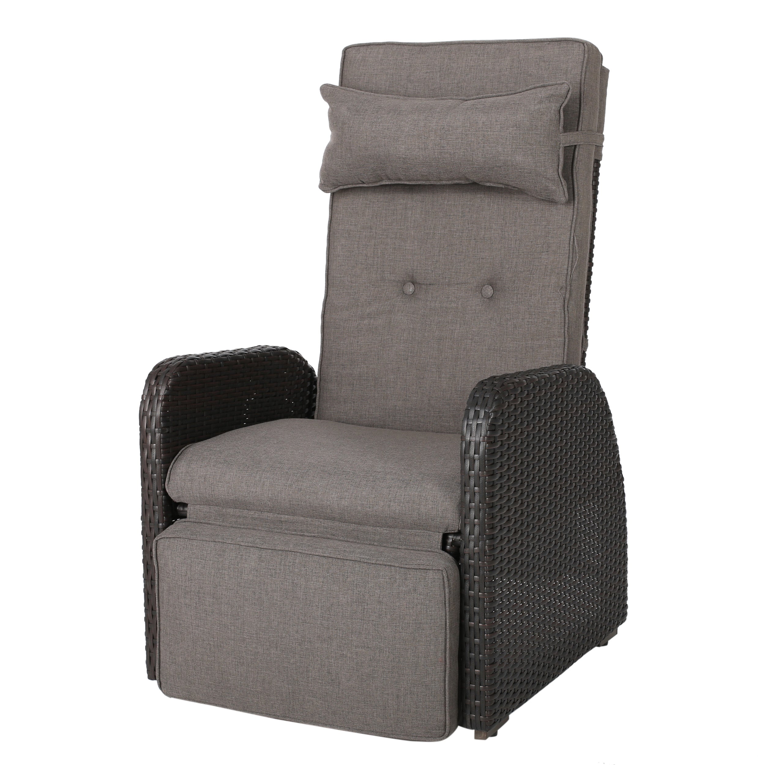 Odina Brown Outdoor Recliner with Cushion GDFStudio