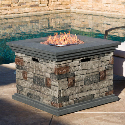 Crawford Outdoor Square Liquid Propane Fire Pit with Lava Rocks
