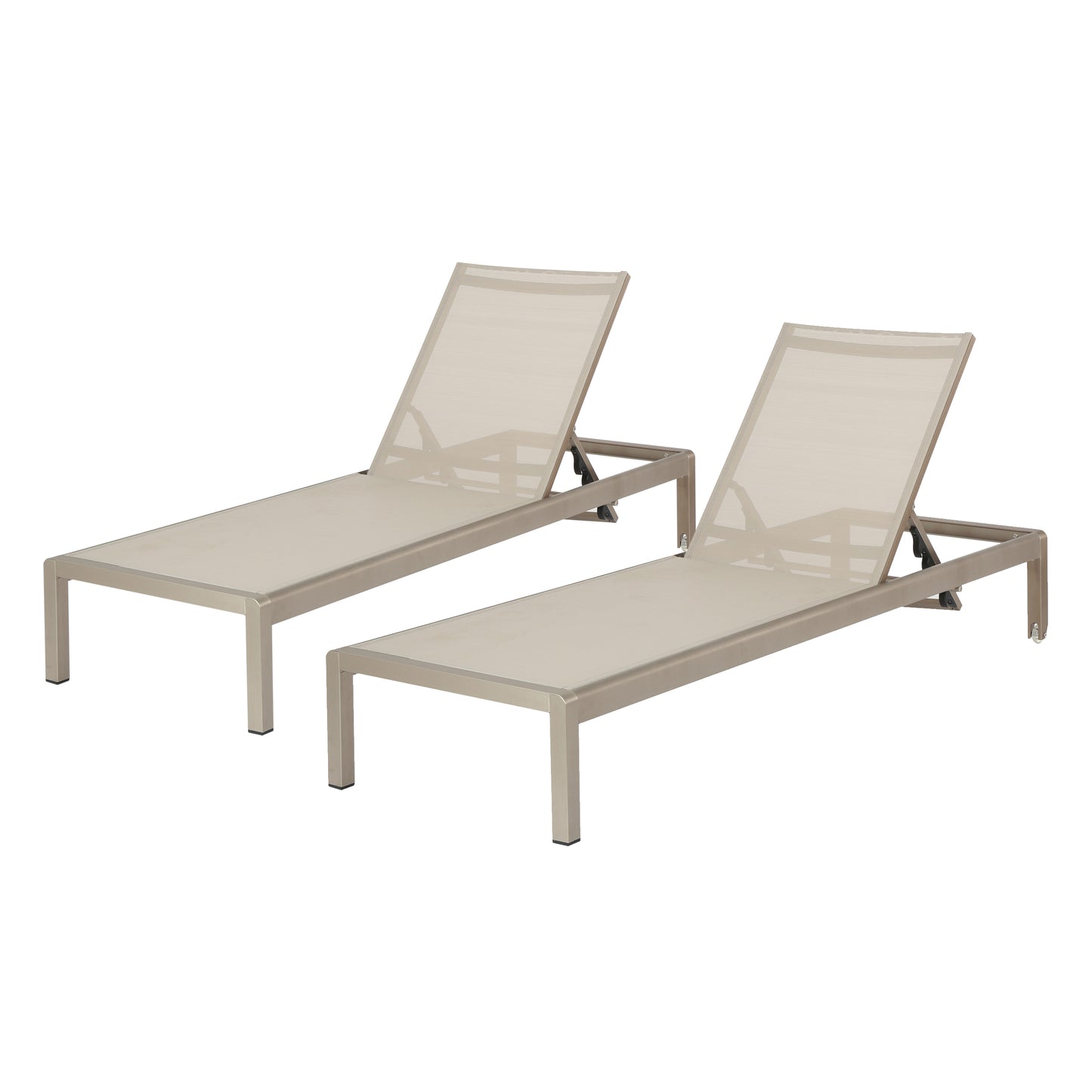Holborn Outdoor Modern Gray Mesh Chaise Lounge with Wheels (Set of 2)
