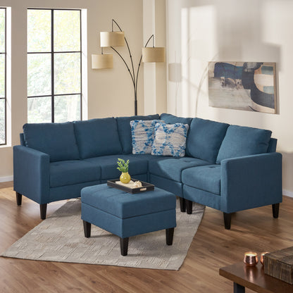 Bridger Fabric Sectional Couch with Storage Ottoman