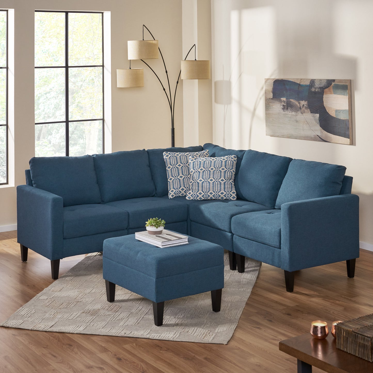 Bridger Fabric Sectional Couch with Ottoman