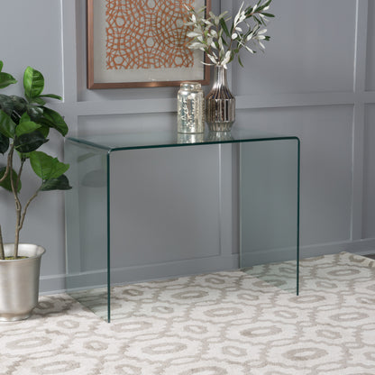 Classon Modern Rectangular Tempered Glass Console Table