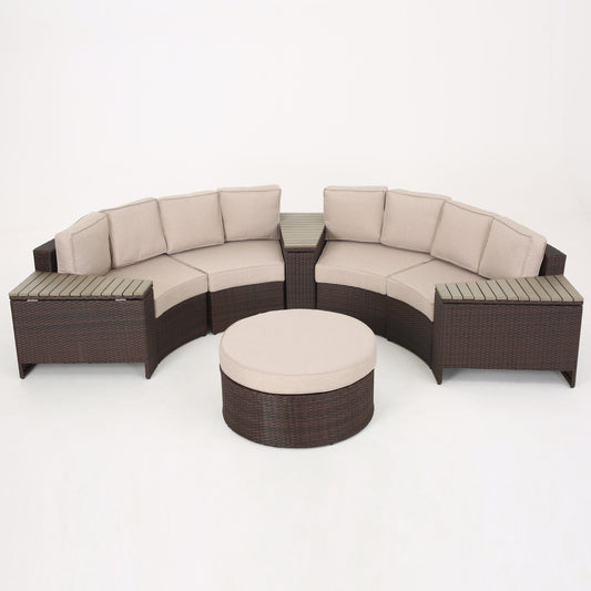 Riviera 8pc Outdoor Sectional Sofa Set w/ Storage Trunks
