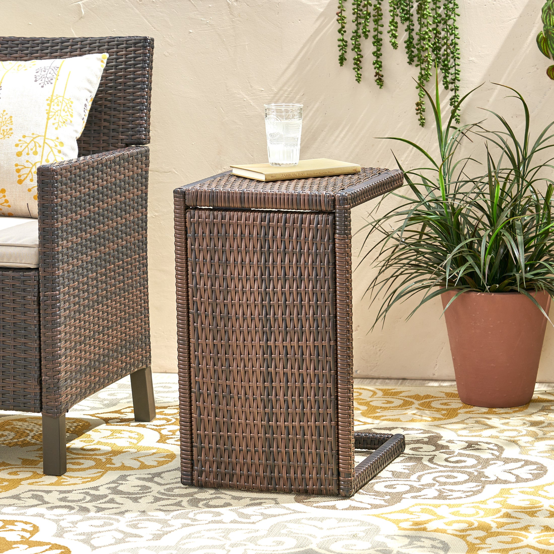 Forrest Outdoor Wicker C-Shaped Side Table – GDFStudio