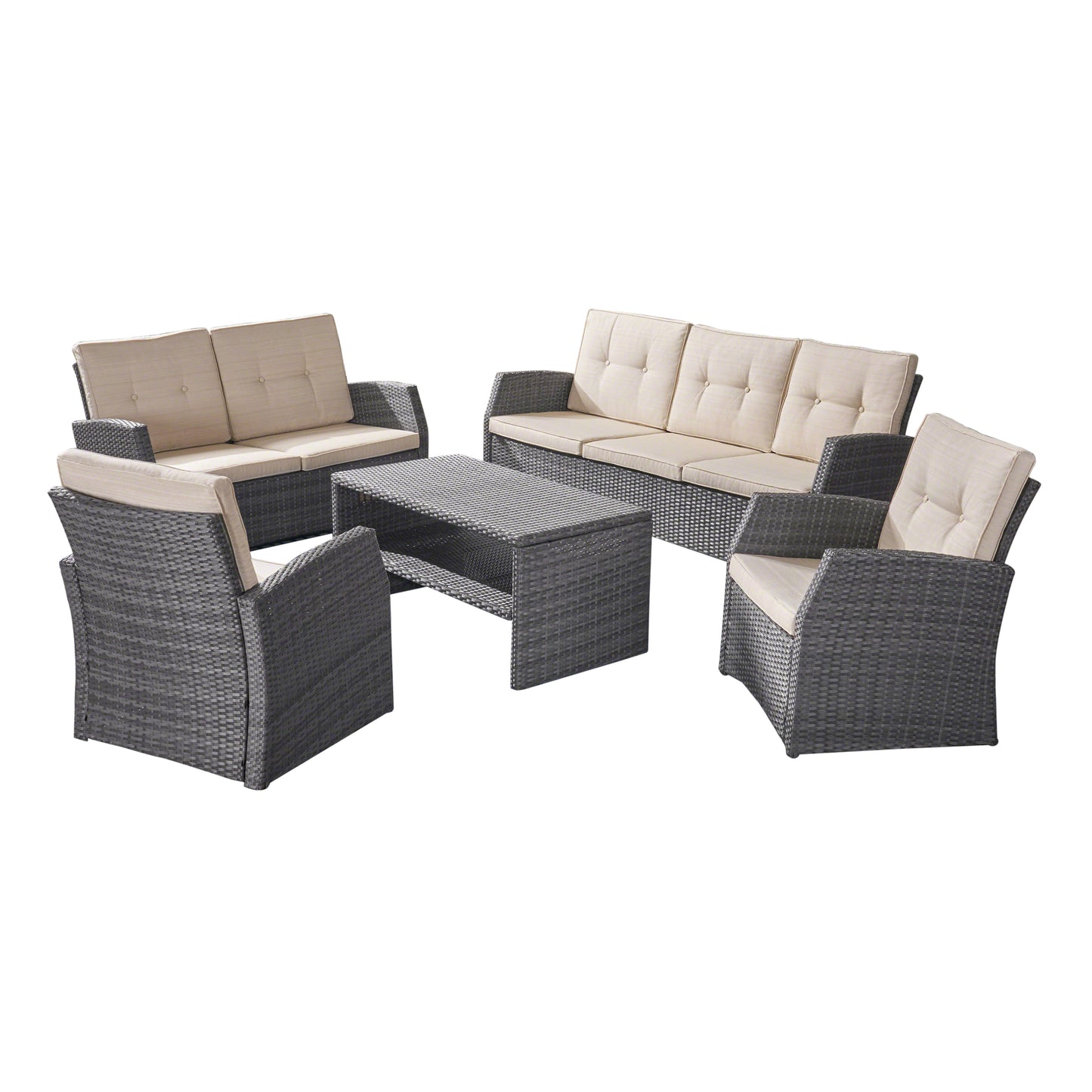 Roswell Outdoor 7 Seater Wicker Chat Set