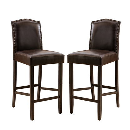 Maksman 27-Inch Brown Leather Counter Stools (Set of 2)
