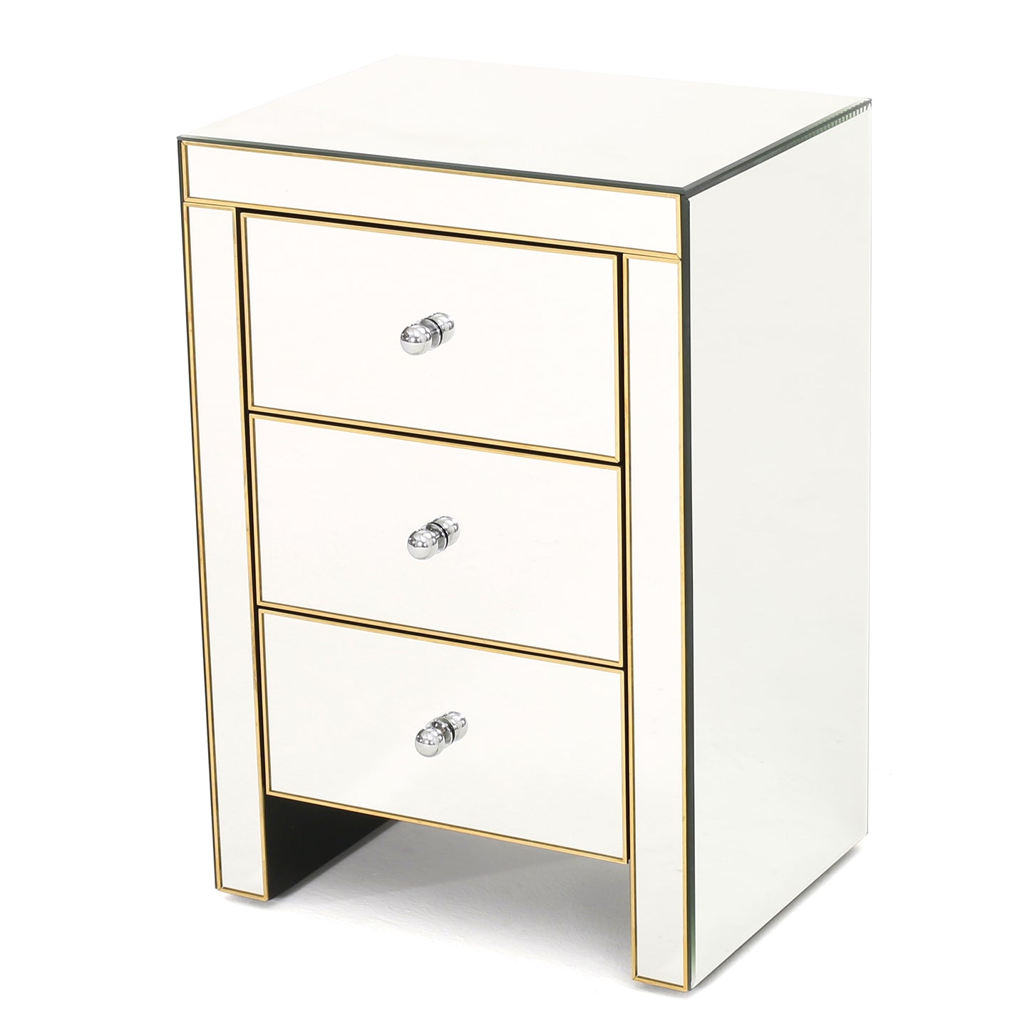Langley Mirrored 3 Drawer Side Table