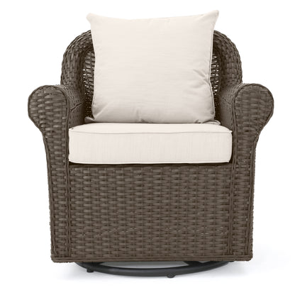 Admiral Outdoor 4 Seater Wicker Swivel Chair and Fire Pit Set