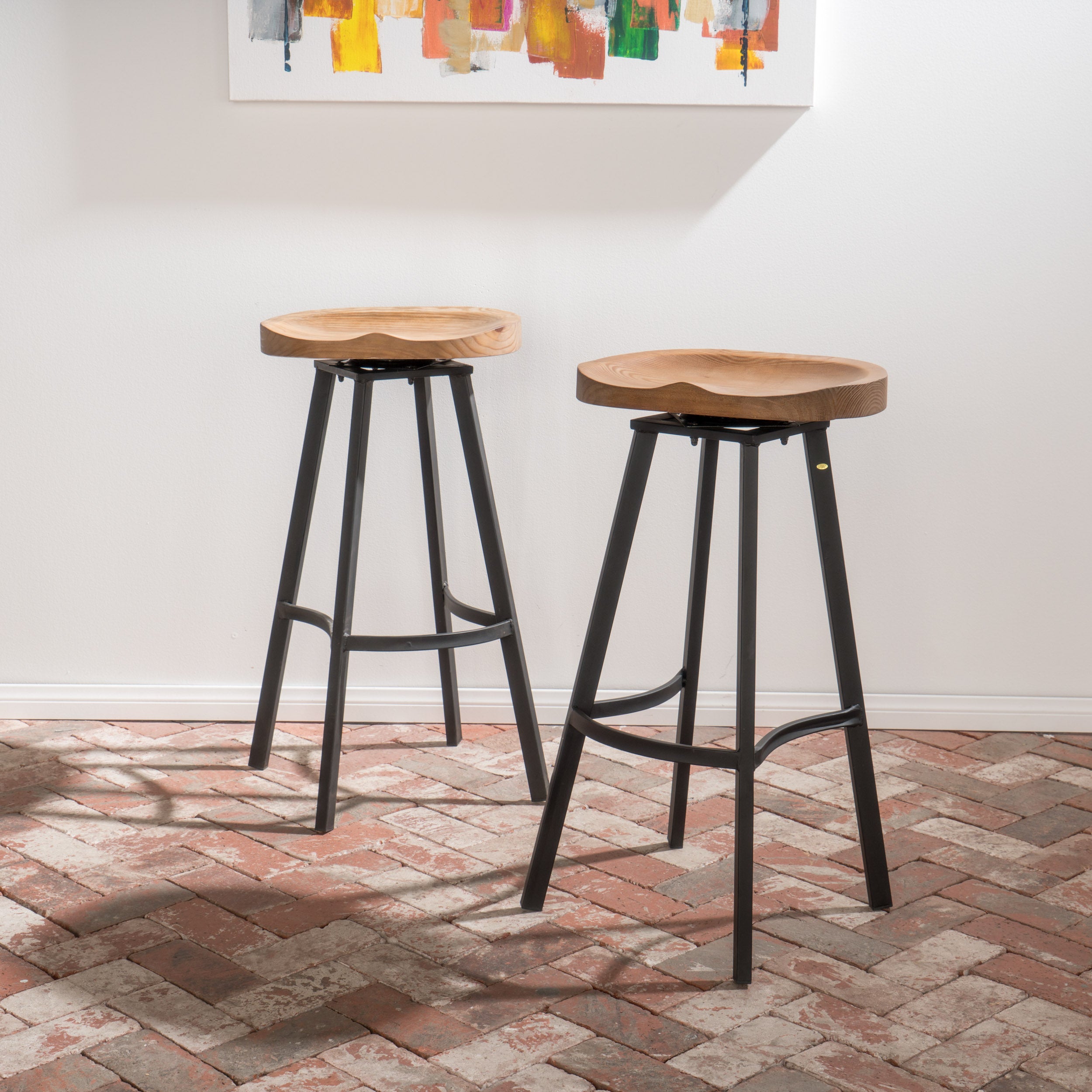 Wood and best sale iron counter stools