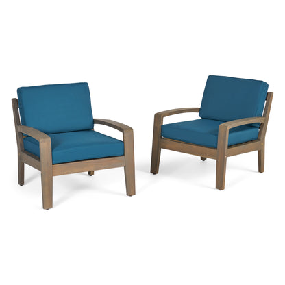 Parma Outdoor Acacia Wood Club Chairs with Cushions