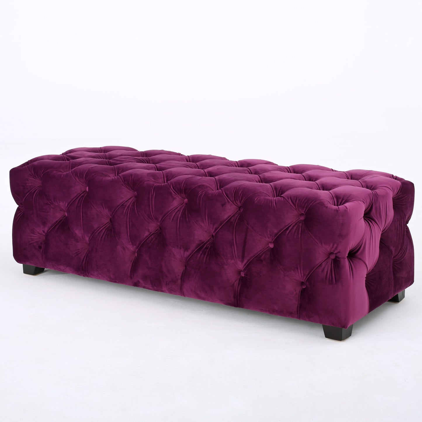 Provence Modern Glam Tufted Velvet Ottoman Bench