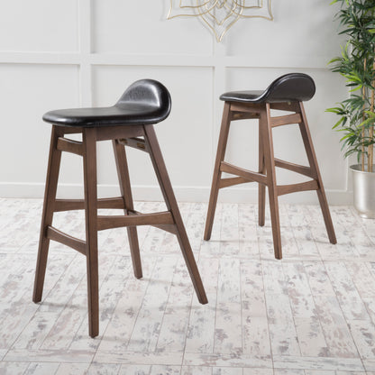 Margaret Dark Brown Leather/ Walnut Finish 30-Inch Bar Stool (Set of 2)