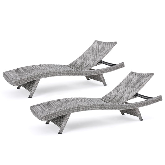 Isle Of Palms Outdoor Grey Wicker Adjustable Back Chaise Lounges