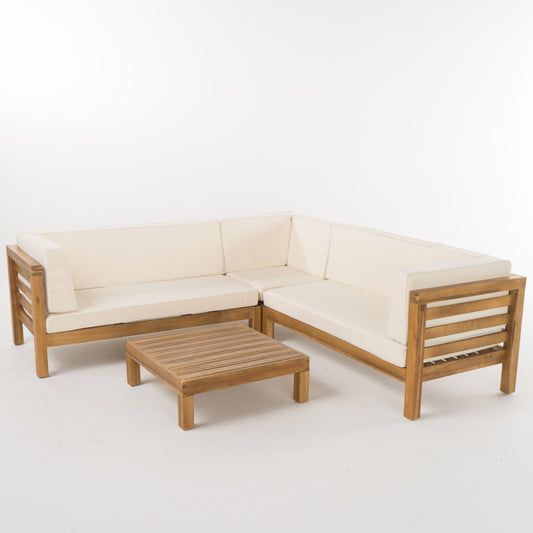 Ravello 4 Piece Outdoor Wooden Sectional Set with Cushions