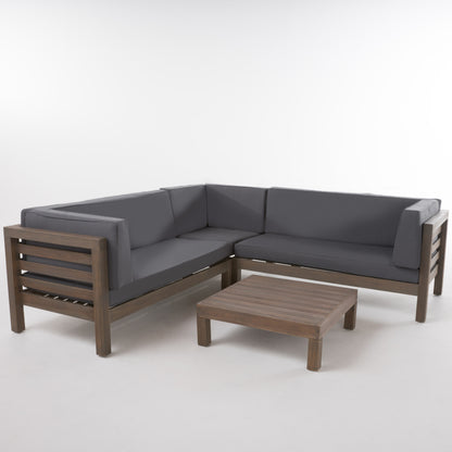 Ravello 4 Piece Outdoor Wooden Sectional Set with Cushions