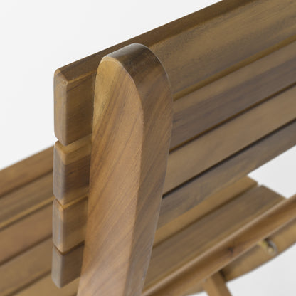 Vicaro Outdoor Natural Finish Acacia Wood Foldable Dining Chairs (Set of 4)