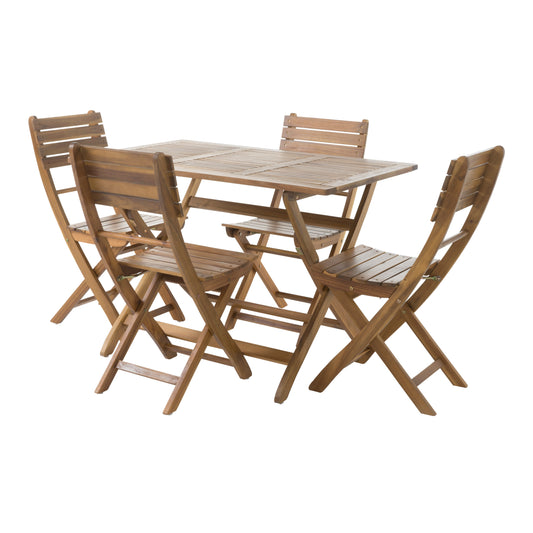 Vicaro Outdoor Natural Finish Acacia Wood Foldable Dining Set