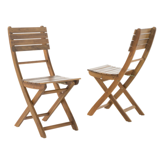 Vicaro Outdoor Natural Finish Acacia Wood Foldable Dining Chairs (Set of 2)