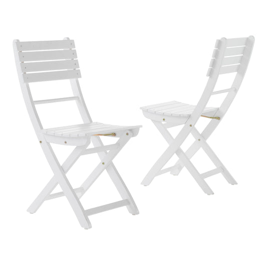 Vicaro Outdoor White Finish Acacia Wood Foldable Dining Chairs