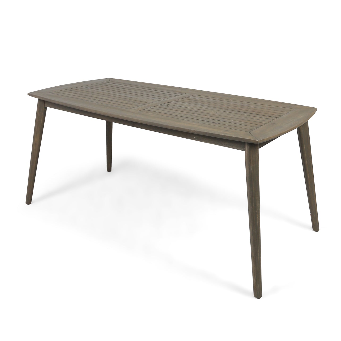 Fred Outdoor Acacia Wood Rectangular Dining Table, Gray