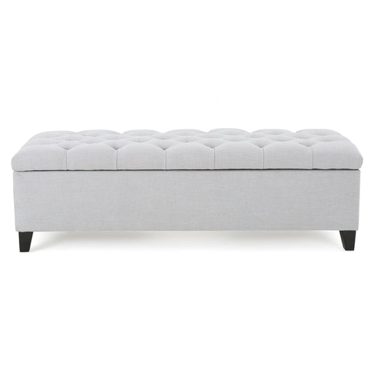 Molle Contemporary Button-Tufted Fabric Storage Ottoman Bench