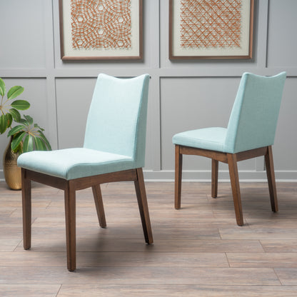 Gertrude Fabric & Wood Finish Mid-Century Modern Dining Chairs (Set of 2)