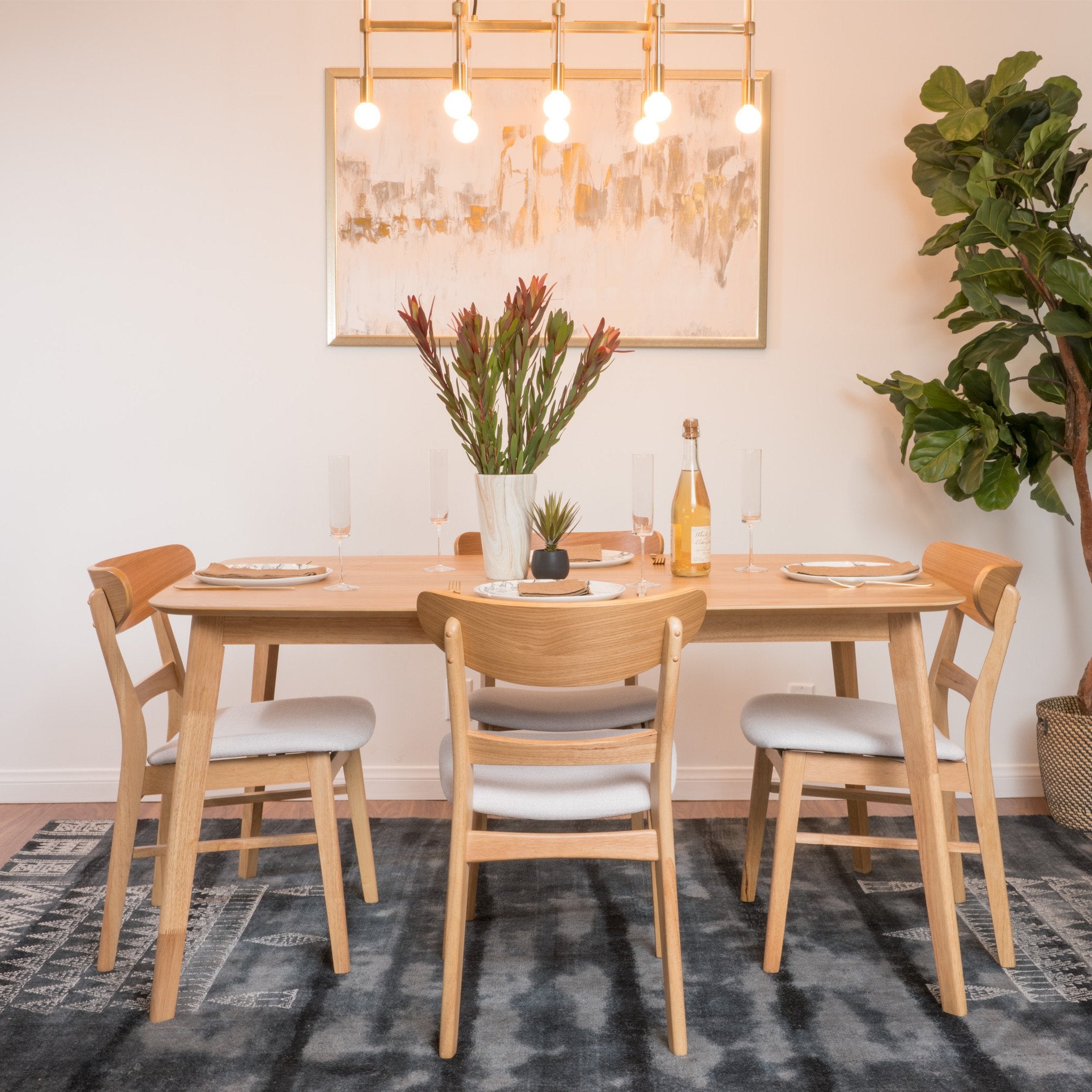 Millie 5 piece mid century solid wood dining set online