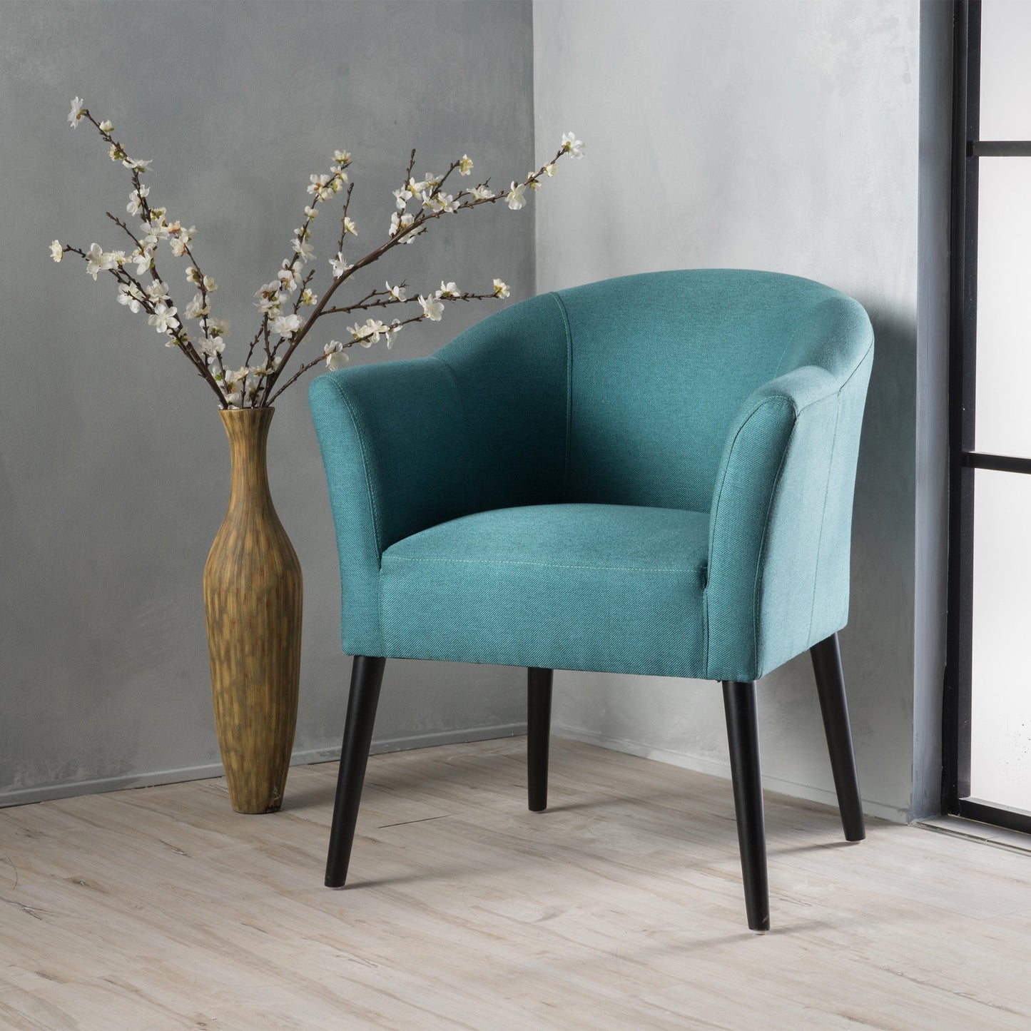 Charmaine Mid-Century Modern Low Back Fabric Accent Chair with Tapered Legs