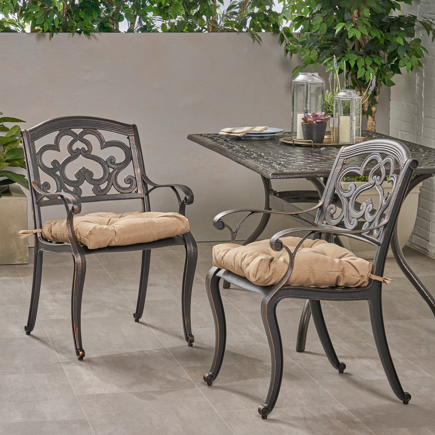Carlton Outdoor Dining Chair with Cushion (Set of 2)