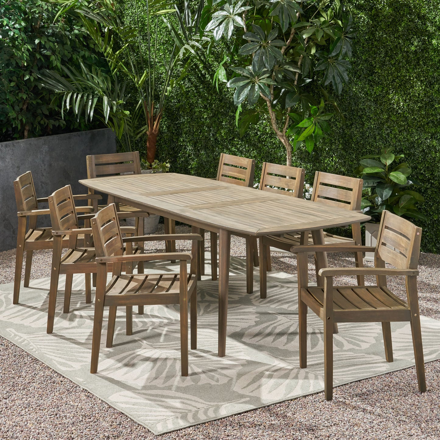 Stanford Outdoor Acacia Wood Expandable 8 Seater Dining Set