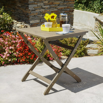 Versaille Outdoor Foldable Grey Finished Acacia Wood Bistro Table