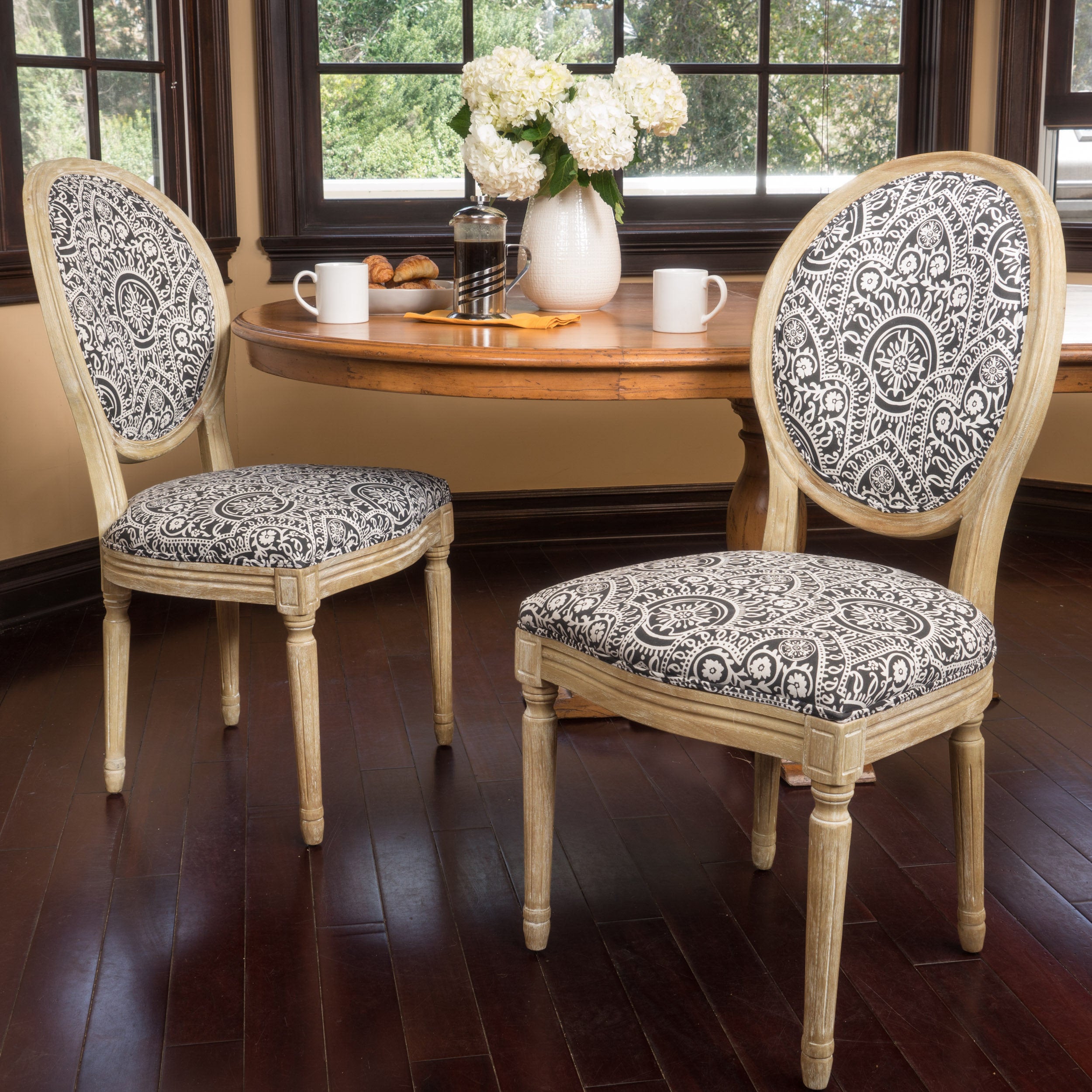 Pattern fabric on sale dining chairs