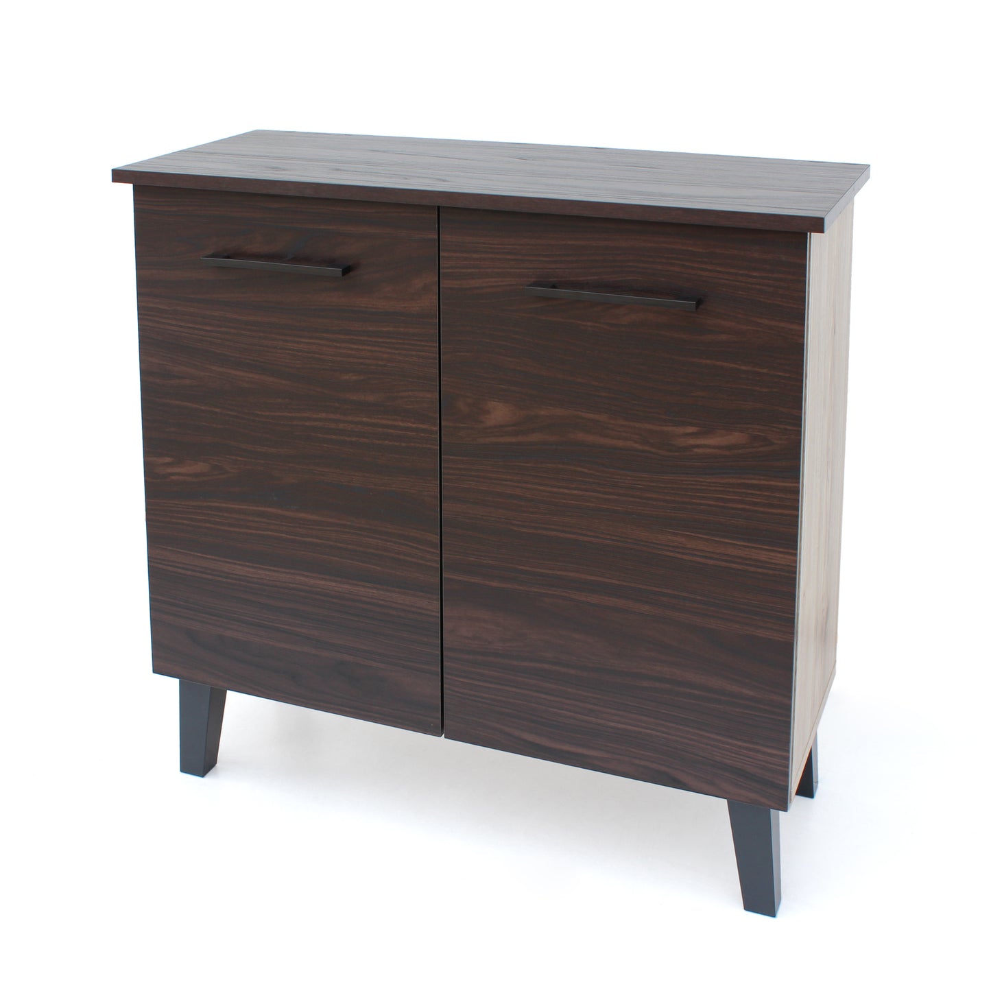Willson Modern 3-Shelf Walnut Finished Faux Wood Cabinet with Oak Accent