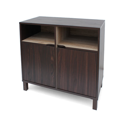 Provence 2-Shelf Walnut Finished Faux Wood Cabinet with Oak Interior