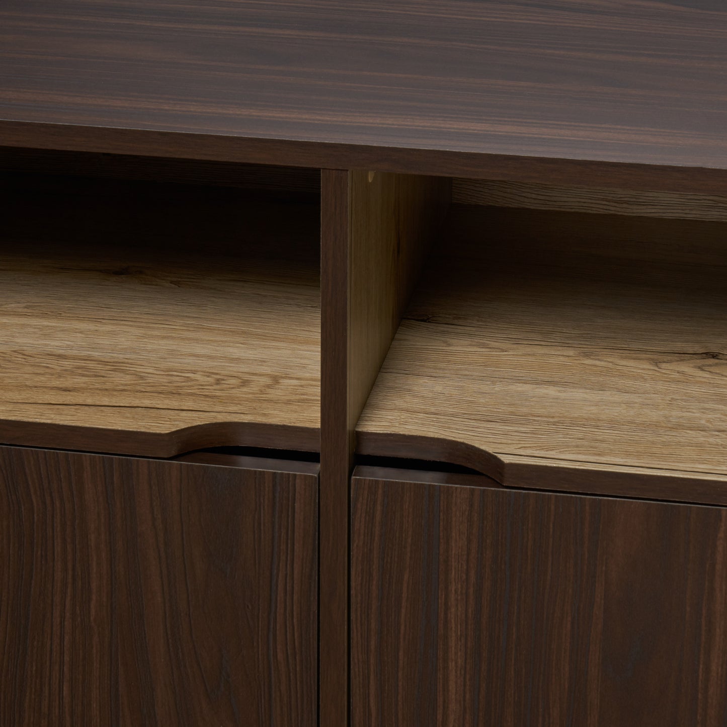 Provence 2-Shelf Walnut Finished Faux Wood Cabinet with Oak Interior