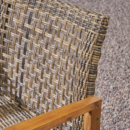 Levant Outdoor 6 Piece Wood and Wicker Chat Set