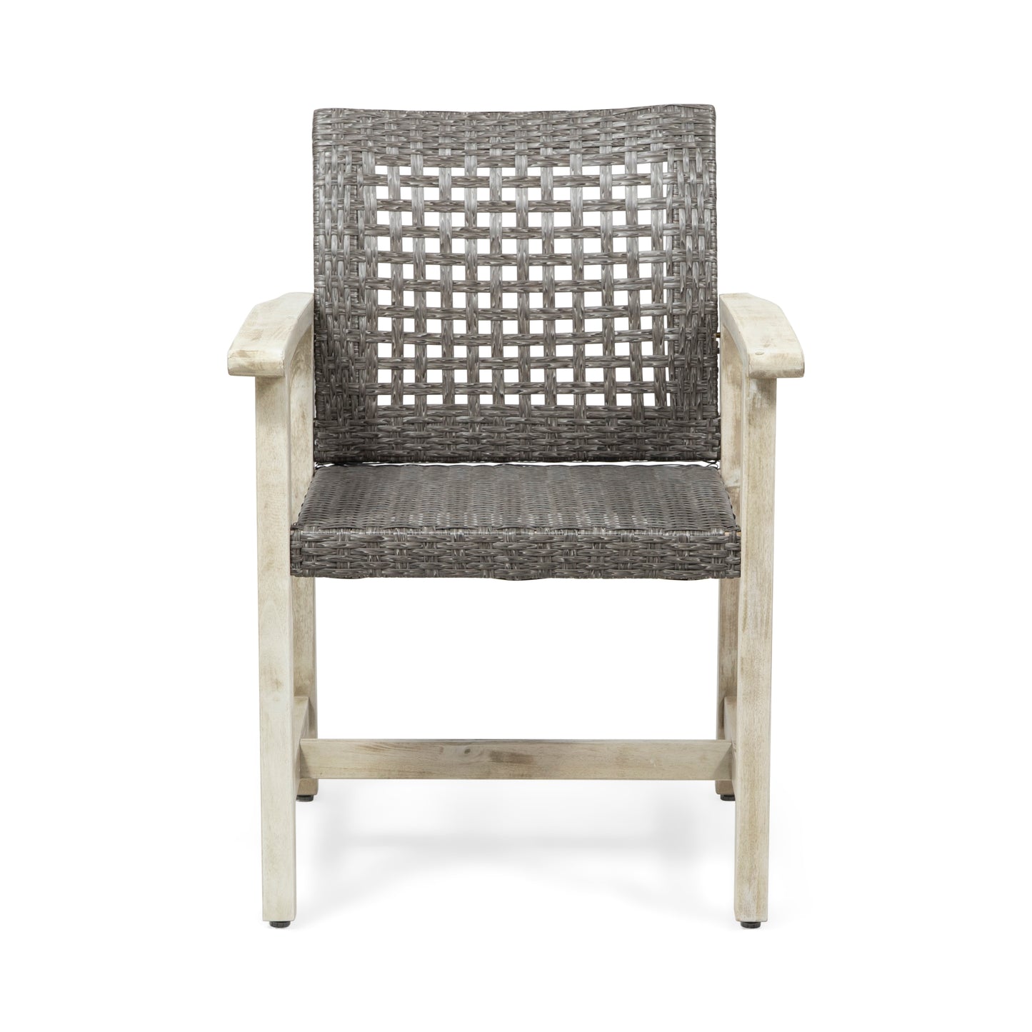 Alyssa Outdoor Acacia Wood and Wicker Dining Chair (Set of 2)