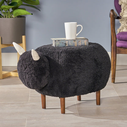 Brebis Furry Sheep Ottoman, Black